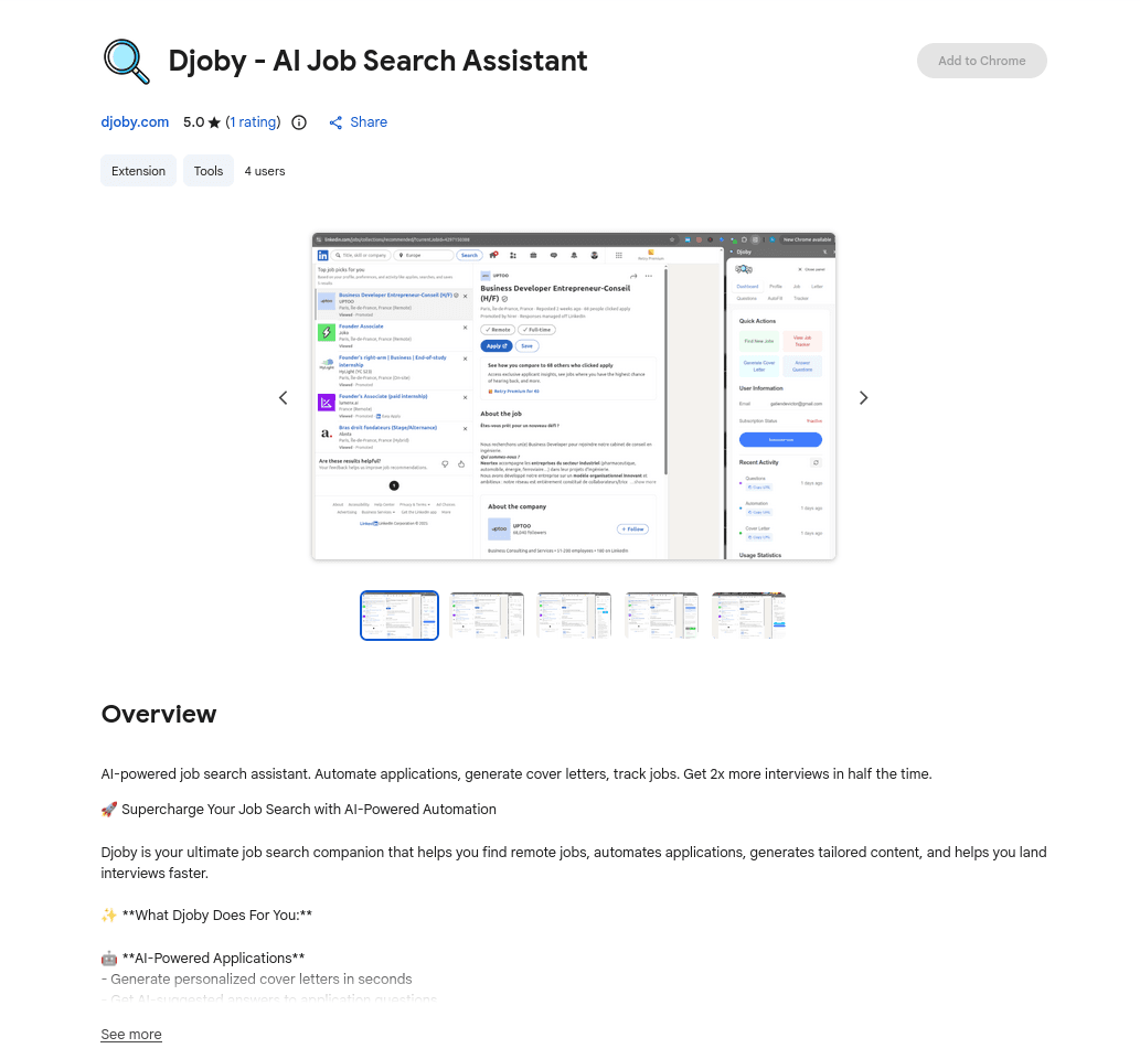 Djoby Extension – Chrome Extension screenshot 1